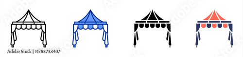 Party Tent icon set multiple style collection