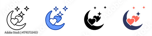 Honeymoon icon set multiple style collection