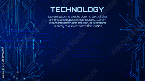 AI Digital Technology Circuit Frame. Blue abstract circuit frame with clean modern tech lines ideal for AI projects, digital products, and presentations.