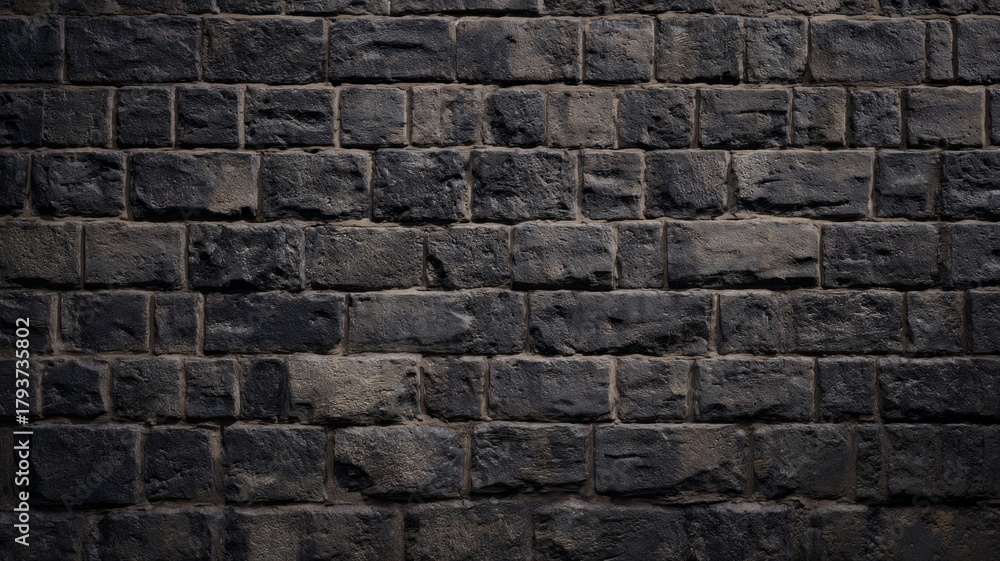 Fototapeta premium Dark stone wall texture in soft light. AI image