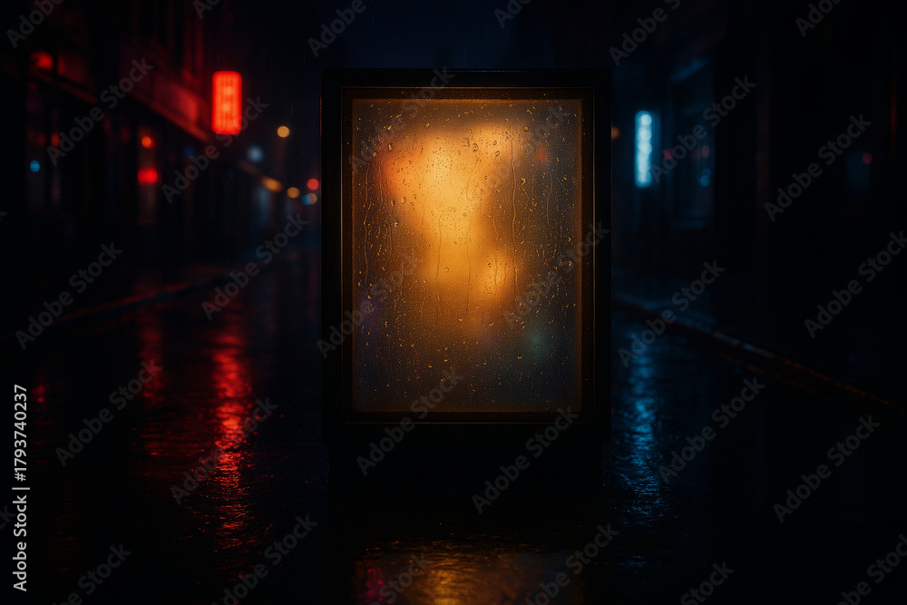 Naklejka premium Neon Poster Frame at Night