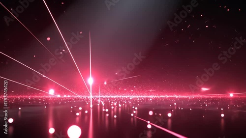 Abstract Digital Background with Luminous Particles and Neon Light Rays in a Vibrant Multicolored Space Design