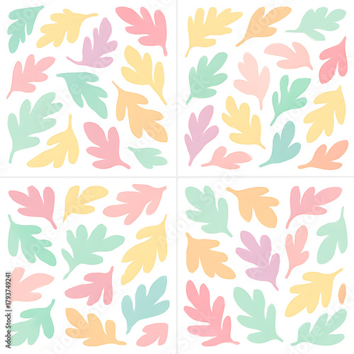 Pastel Watercolor Leaves Seamless Background Pattern.