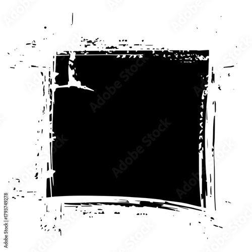 Black square with textured edges creates a bold statement in abstract art showcased in a contemporary gallery setting