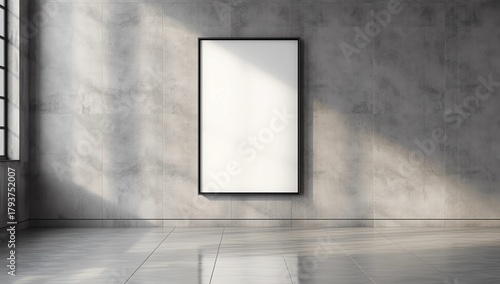 A blank billboard lightbox displayed indoors in a modern, minimalistic interior room. The white canvas is perfect for advertising or design templates. 3D Rendering