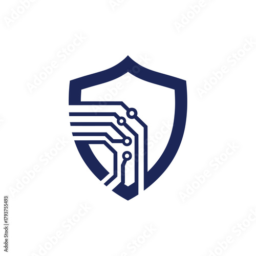 Cybersecurity Shield with Circuit Board Design for Data Protection.