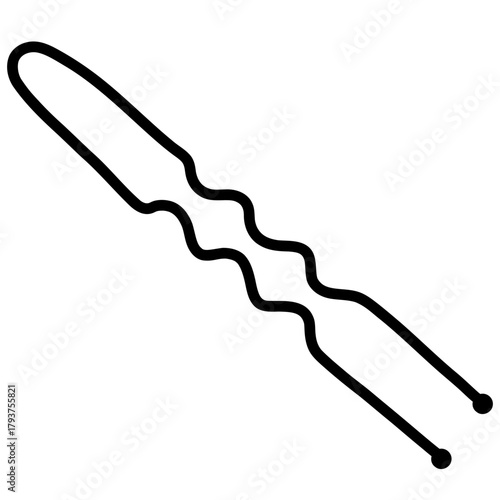 Black Pin Vector Illustration. Hair Pin Outline, Classic Hairpin. 