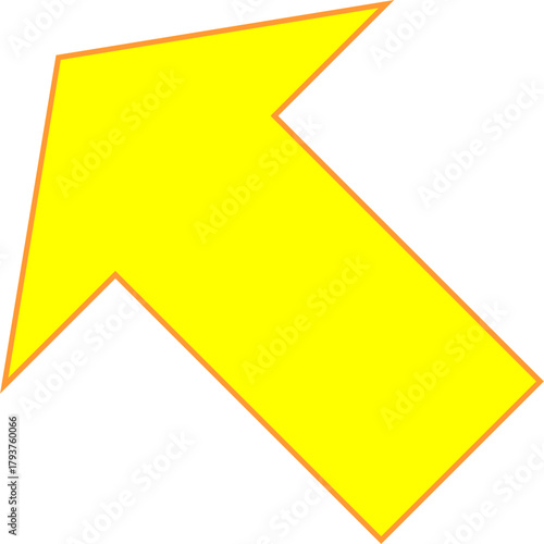 矢先の幅狭めのシンプルで使いやすい矢印_赤_縁取り黄