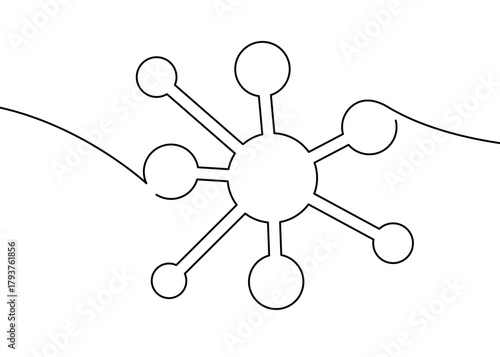 Continuous one line drawing of a connected business team. Simple doodle illustration showing nodes and links between people. Minimalist symbol for teamwork, networking