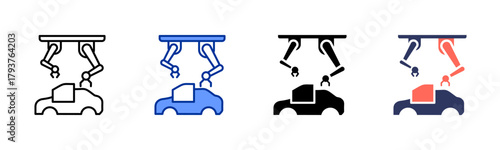 Car Factory icon set multiple style collection