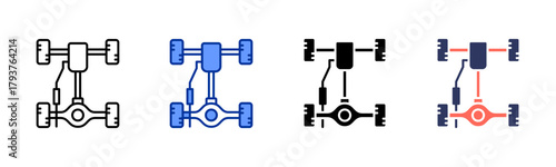 Car Chassis icon set multiple style collection