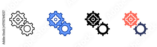 Gearbox System icon set multiple style collection