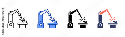 Welding Robot icon set multiple style collection