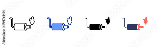 Exhaust System icon set multiple style collection