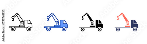 Roadside Assistance icon set multiple style collection