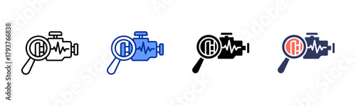Engine Diagnostics icon set multiple style collection