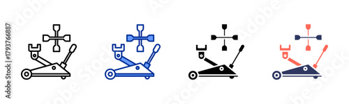 Car Jack Tool icon set multiple style collection