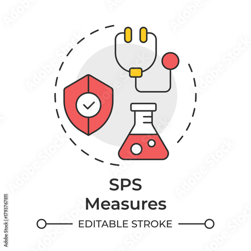 SPS measures multi color concept icon. Sanitary control, healthcare regulation. Safety policy. Round shape line illustration. Abstract idea. Graphic design. Easy to use article, brochure