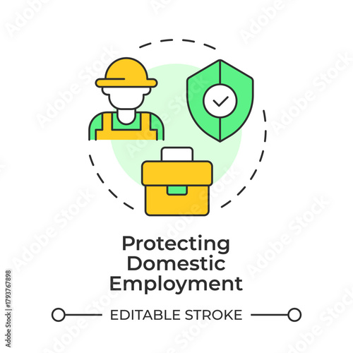 Protecting domestic employment multi color concept icon. Employee protection. Safe working conditions. Round shape line illustration. Abstract idea. Graphic design. Easy to use article, brochure