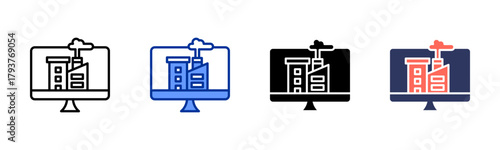 Computer Factory icon set multiple style collection
