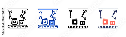Gpu Assembly icon set multiple style collection