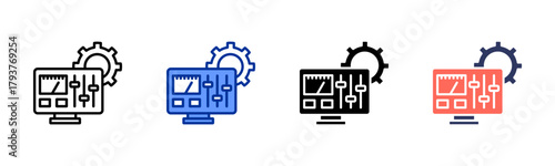 Production Control Panel icon set multiple style collection