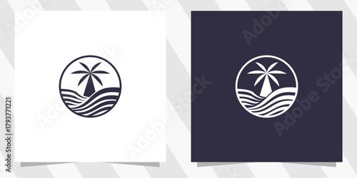 Flat design beach club logo design
