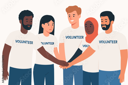 Diverse Volunteer Team Working Together
