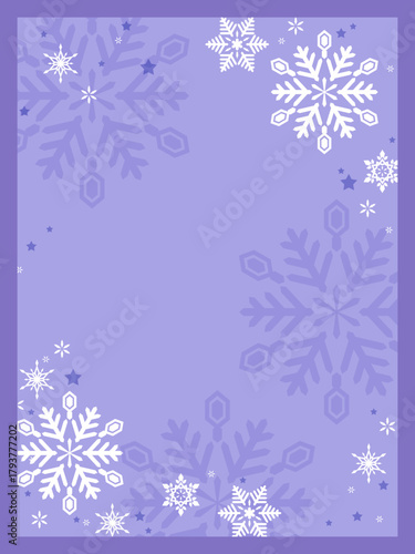 かわいい雪もようのフレーム型テンプレート