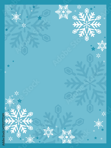 かわいい雪もようのフレーム型テンプレート