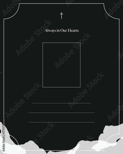 A rich dark-blue wash with soft fading strokes, creating a space for a memorial message.