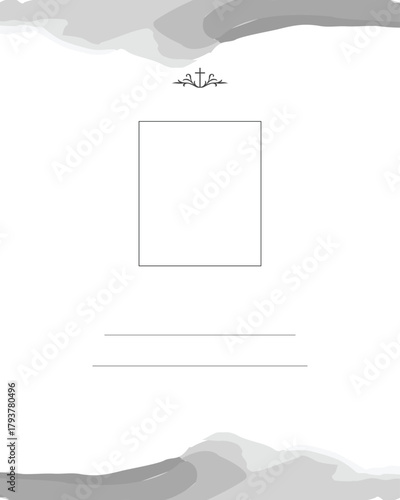 A delicate white card washed with pale blue watercolor textures, featuring subtle leaf shapes fading into the background.