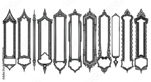 Collection of ornate and decorative mirror frames with classic gothic and victorian designs