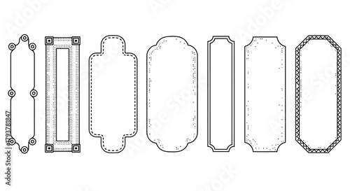 Collection of various rectangular and curved frames with different edge designs