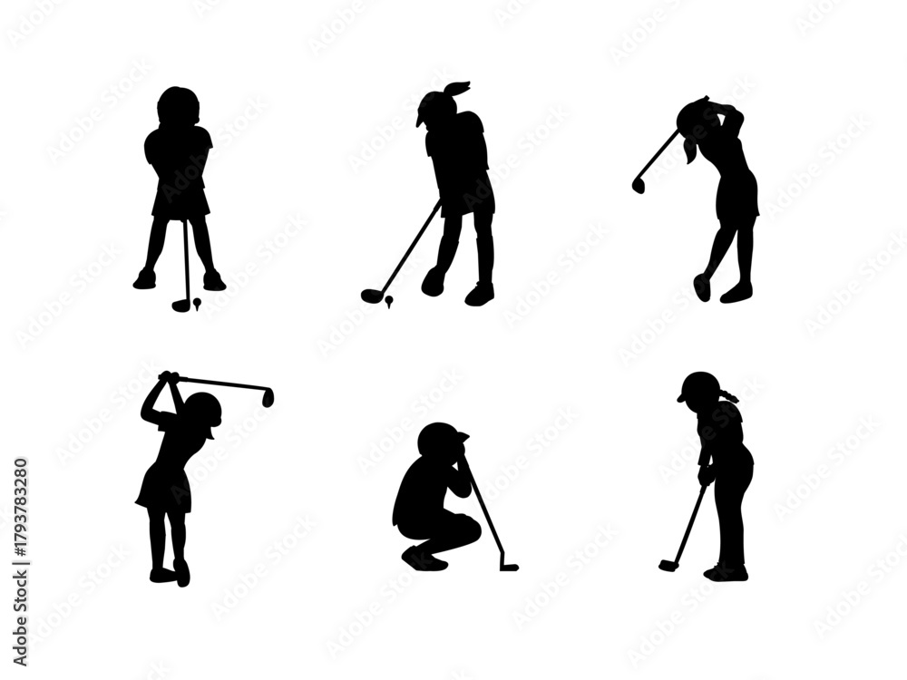 Obraz premium ゴルフ女子シルエット