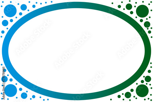 Oval Frame with Gradient Border from Blue to Green and Matching Circular Accents for a Playful, Festive, and Minimalist Decorative Design