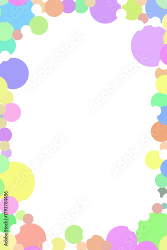 Square Frame with Pastel Circle Border in Purple, Yellow, Green, Blue, Pink, and Orange for a Playful, Festive, and Minimalist Decorative Design