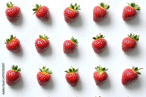 Vibrant red strawberries in a minimalist composition