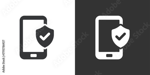 Protected Smartphone icon. Solid glyph series icon
