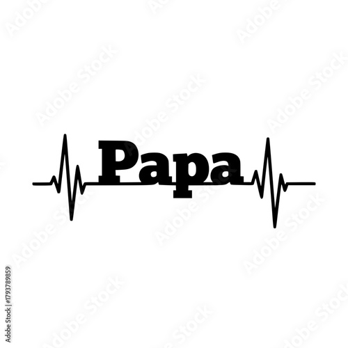 A visual representation of Papa, integrated with a heartbeat line, expressing love and life, in an elegant and symbolic design. vector illustration
