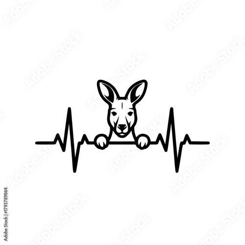 A heartwarming illustration featuring a kangaroo incorporated with a heartbeat line, perfect to express love for wildlife and nature and celebrate the vitality of life. vector illustration