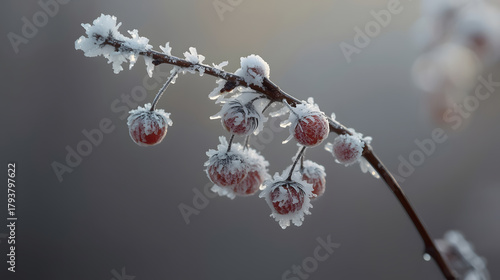 Close-up of Berries with Delicate Ice Casing