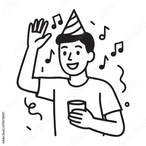 Join the celebration with this joyful party scene, perfect for birthdays and festive events, embodying happiness and fun with music and cheer