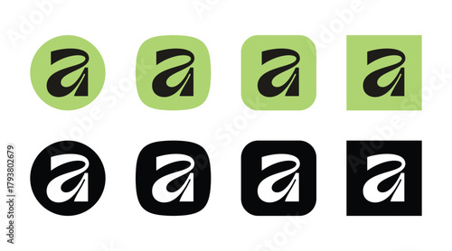 Affinity new logo icon set black and green design modern brand identity symbol on white background