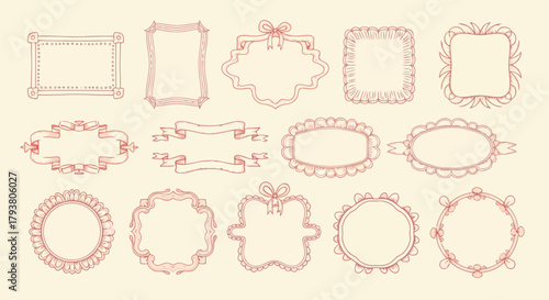 Collection of twelve ornate decorative frames with floral and geometric patterns, vintage design style