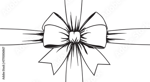 Detailed Gift Bow and Ribbon Vector Art