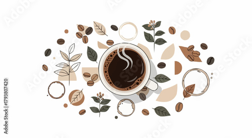 cup of coffee with beans