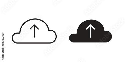 Cloud upload icon collection with multiple styles. EPS10