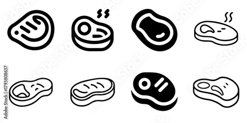 steak icon set. pictogram isolated on white background. Vector illustration.