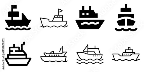 ship icon set. pictogram isolated on white background. Vector illustration.
